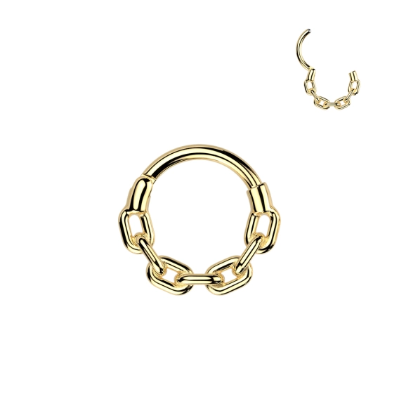 Złoty septum daith helix clicker Chain