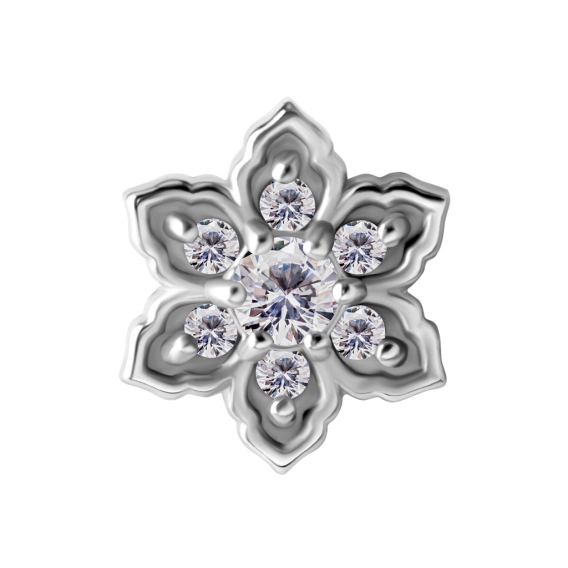 Labret Mandala flower białe kryształki