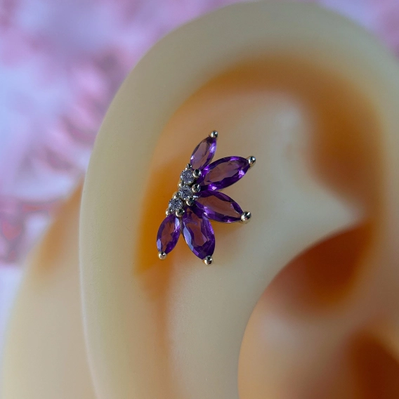 Valentina Amethyst push-in top yellow gold 14k