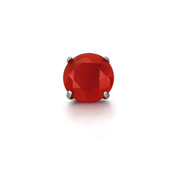Titanium labret with prong set red onyx