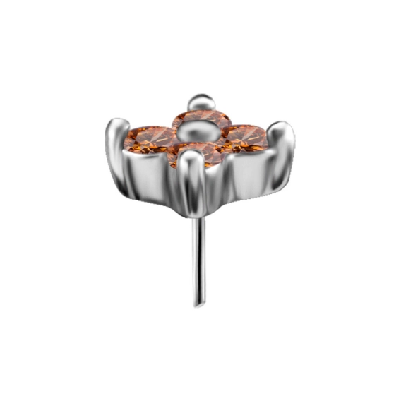 Quatro gem flower ozdoba push-in z szampańskimi cyrkoniami