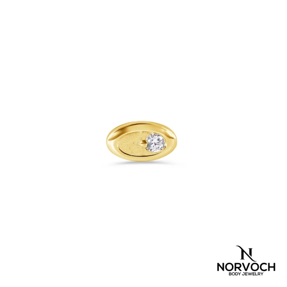 Gemmed Oval  push-in top 14k yellow gold