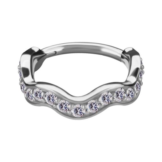 Helix conch clicker Wave with clear CZ