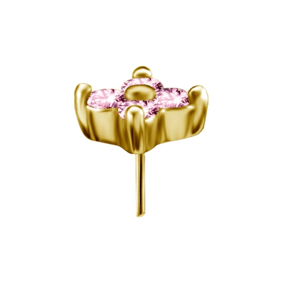 Quatro gem gold push-in top with pink gems