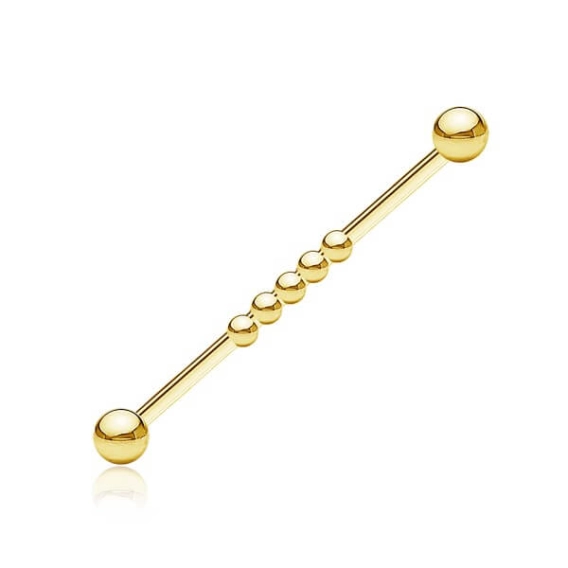Złota sztanga industrial Five beads