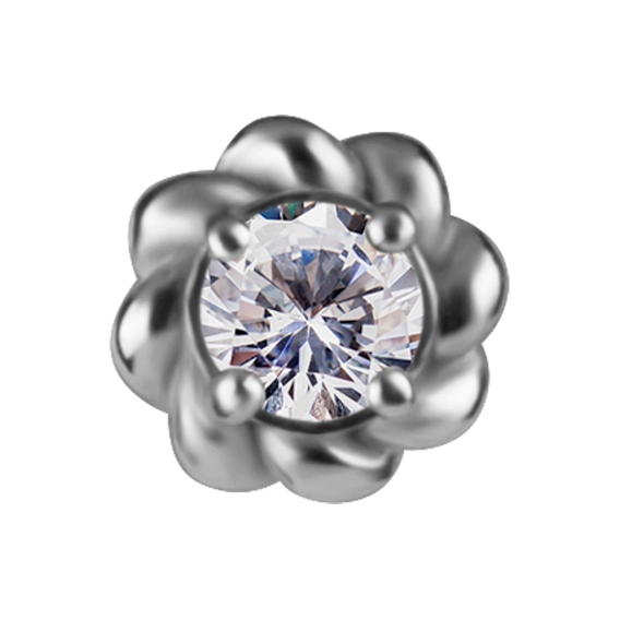 Phlox ozdoba push-in z białą cyrkonią