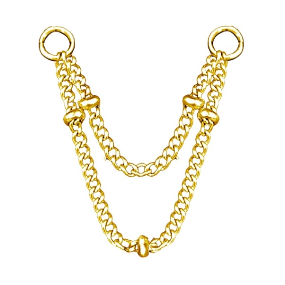 Złota zawieszka do kolczyków Double chain with balls