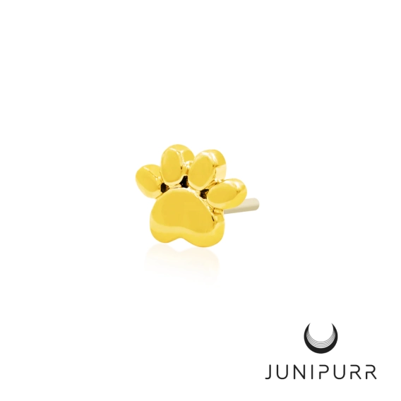 Gold Dog Paw ozdoba push-in z żółtego złota 14k