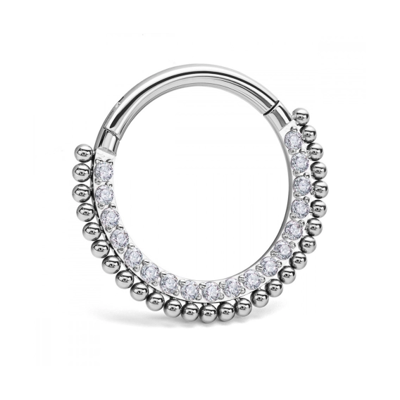 Tytanowy septum daith clicker Celeste białe cyrkonie