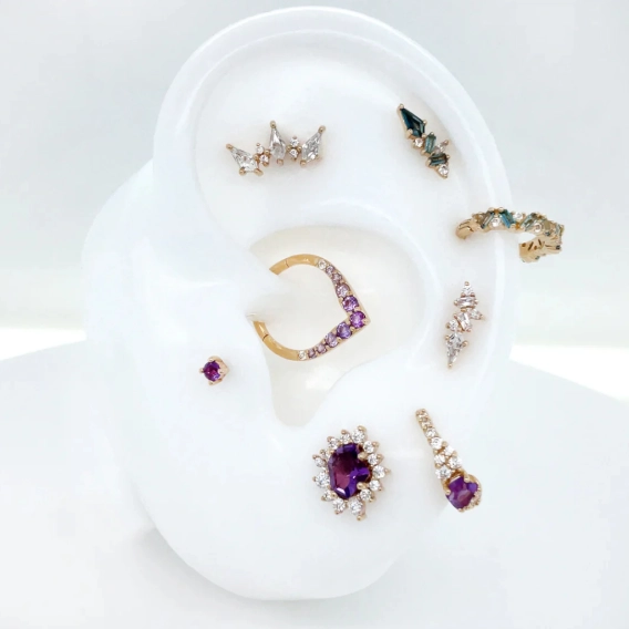 Mixt CZ ozdoba push-in z żółtego złota 14k