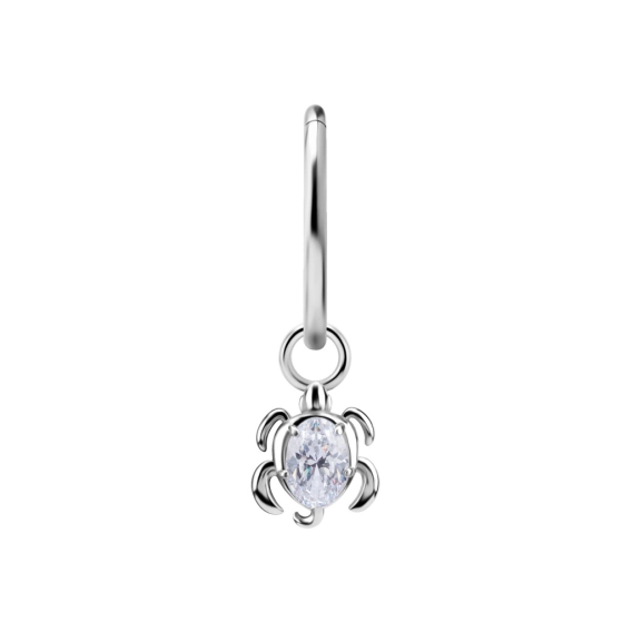 Piercing charm Turtle white gem