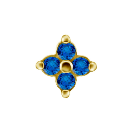 Quatro gem gold push-in top with blue gems