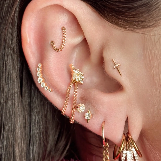 Elemental push-in top 14k yellow gold