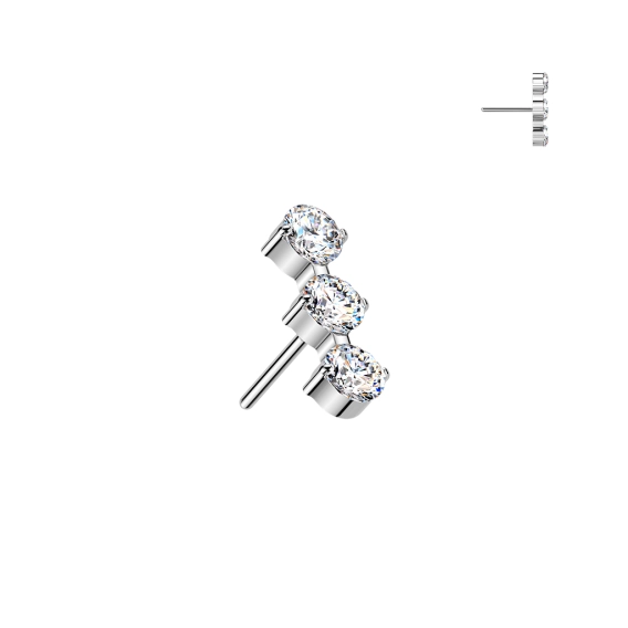 Tytanowa ozdoba Ciara z cyrkoniami i gwintem push-in