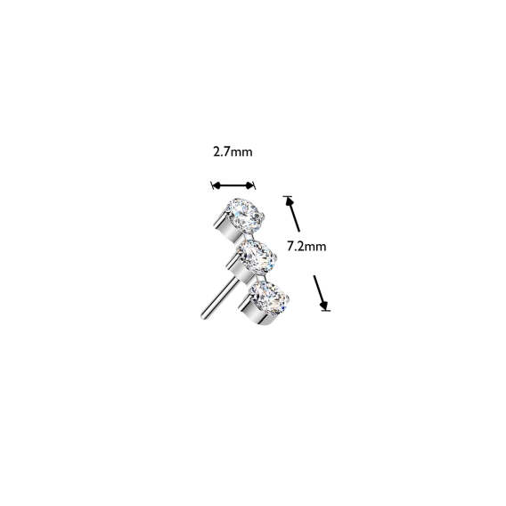 Tytanowa ozdoba Ciara z cyrkoniami i gwintem push-in