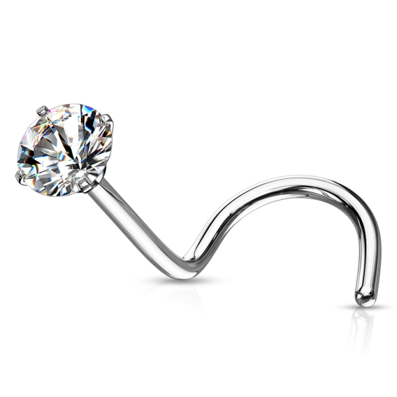Nose stud clear prong set cubic zirconia
