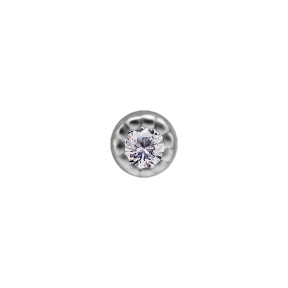 Biała cyrkonia w oprawie milgrain bezel set z białego złota 18k