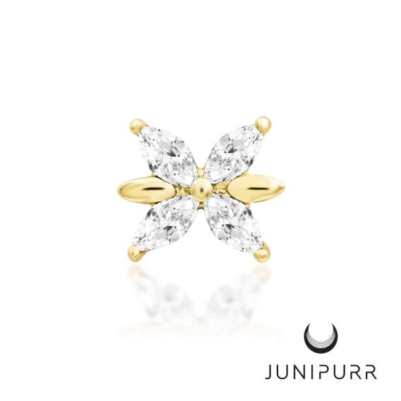 Lilliana White CZ ozdoba push-in z żółtego złota 14k