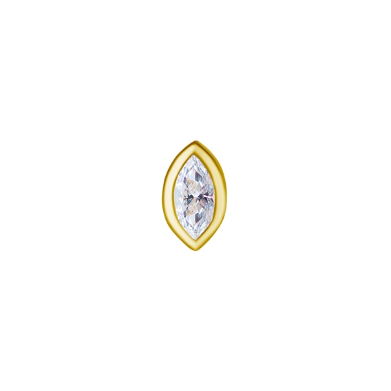 White marquise CZ bezel set 18k gold