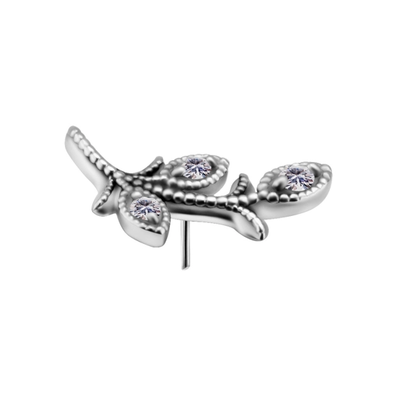 Olive branch ozdoba push-in z białymi cyrkoniami (lewa)