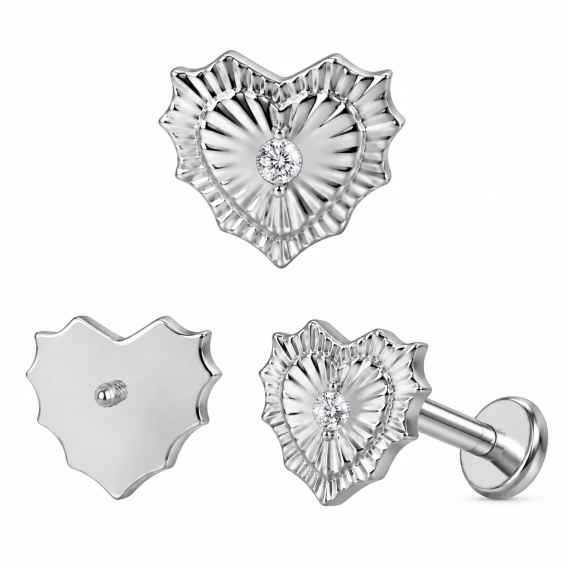 Tytanowy labret Ironheart z cyrkonią
