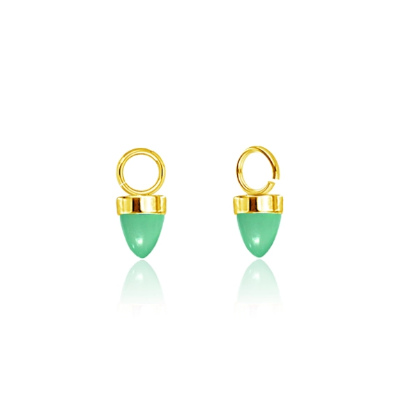 Golden charm Aura  with green glass