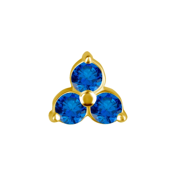 Tri gem gold push-in top with blue gems