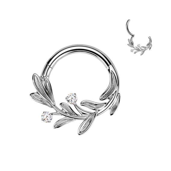 Titanium Olive Branch clicker with Cubic Zirconia