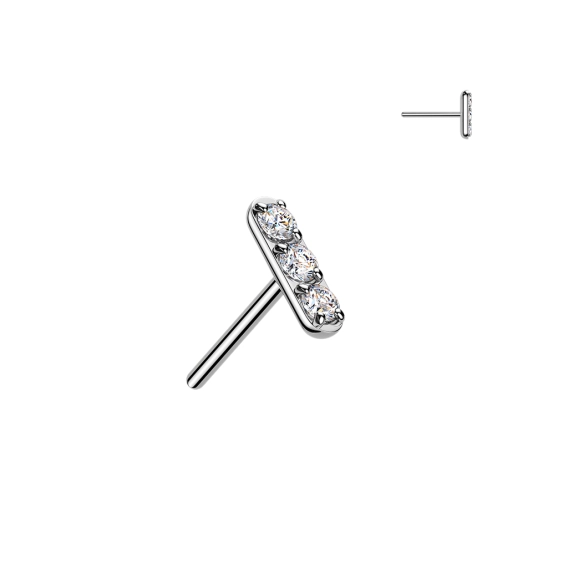 Titanium threadless push-in Neo top  with three Cubic Zirconias