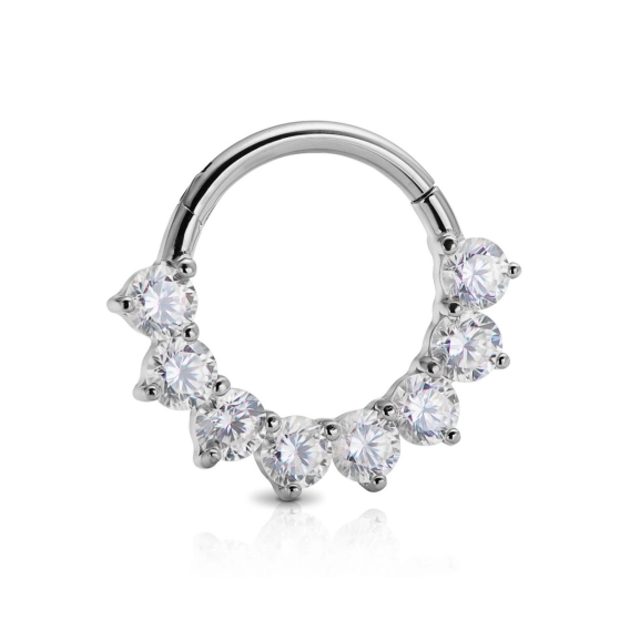 Titanium septum daith clicker Asteria clear gems