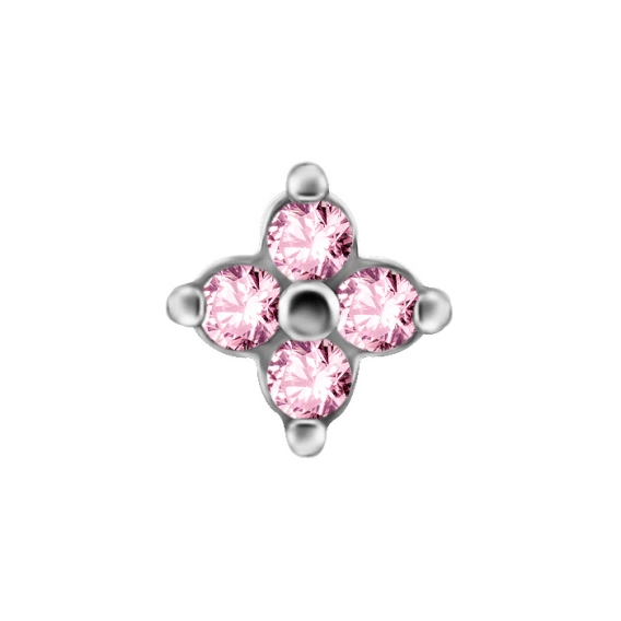 Quatro gem flower ozdoba push-in z różowymi cyrkoniami