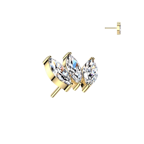 Gold push-in end Triple Marquise