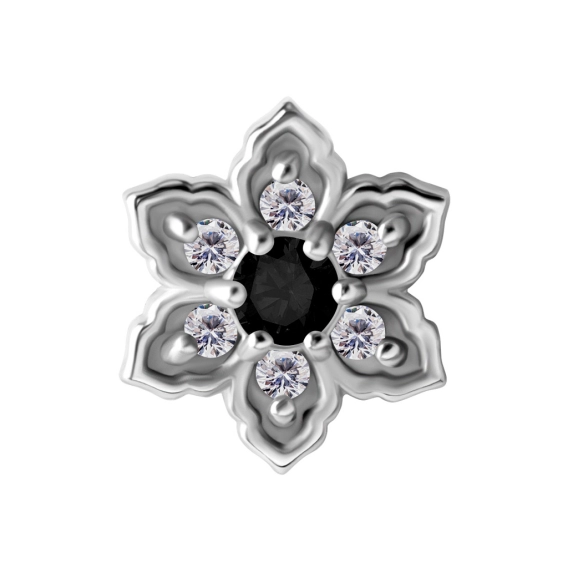 Labret Mandala flower czarny kryształek