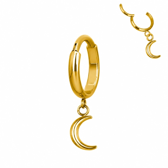 Złoty tytanowy clicker do ucha Moon dangle