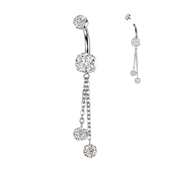 Titanium navel barbell Euphoria clear CZ