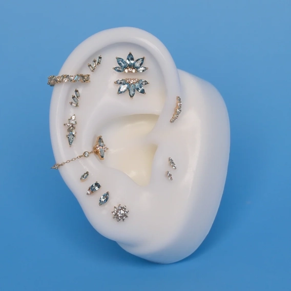 Eternal London Blue Topaz ozdoba push-in z żółtego złota 14k