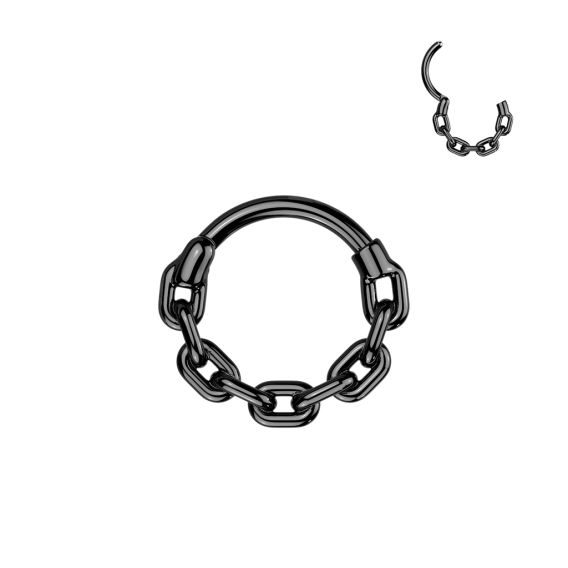 Czarny septum daith helix clicker Chain