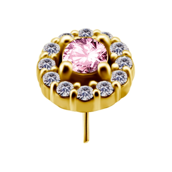 Grazia gold push-in top with pink gem