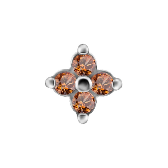 Quatro gem flower ozdoba push-in z szampańskimi cyrkoniami