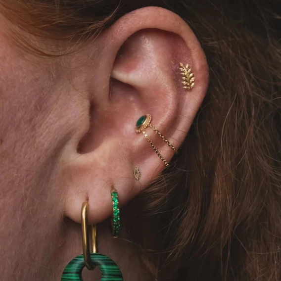 Willow Left ozdoba push-in z żółtego złota 14k