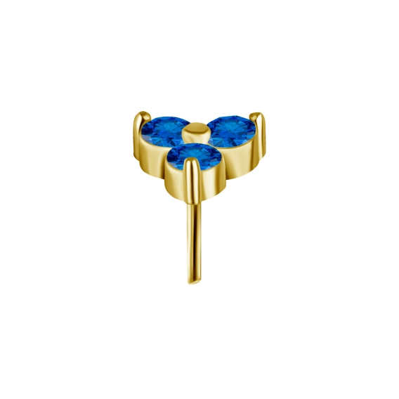 Tri gem gold push-in top with blue gems