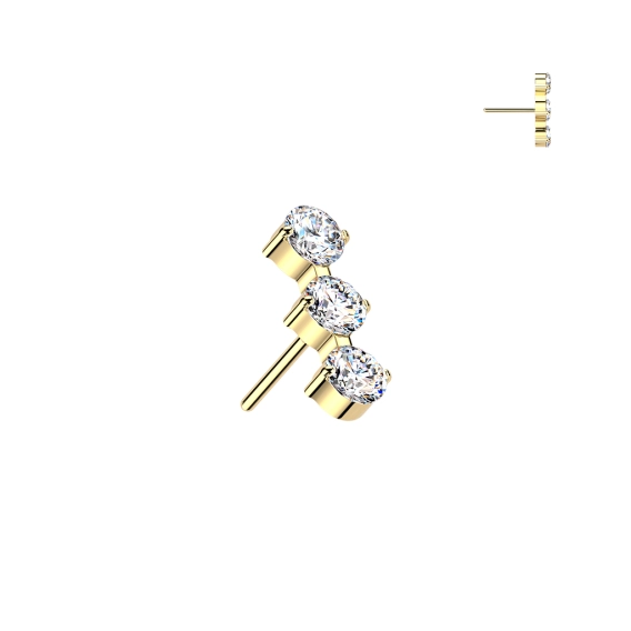 Złota tytanowa ozdoba Ciara z cyrkoniami i gwintem push-in