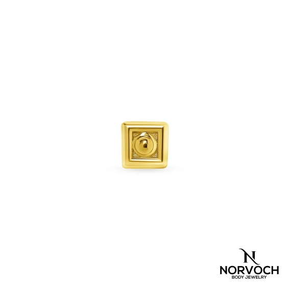Square with bead ozdoba push-in z żółtego złota 14k