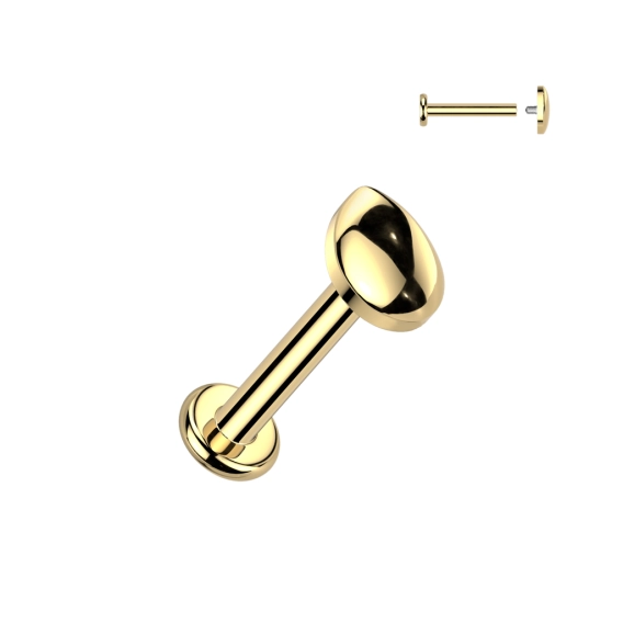 Gold titanium internally threaded teardrop labret