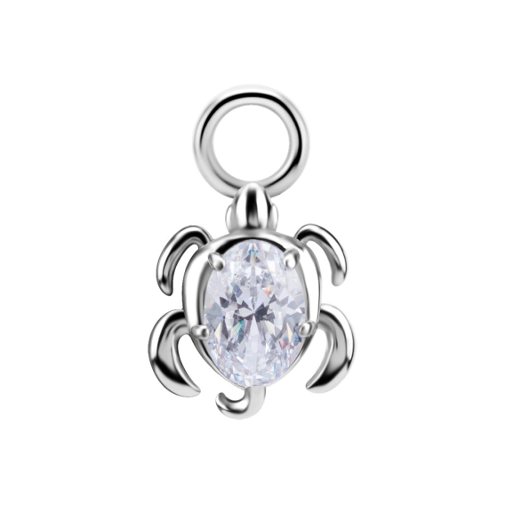 Piercing charm Turtle white gem