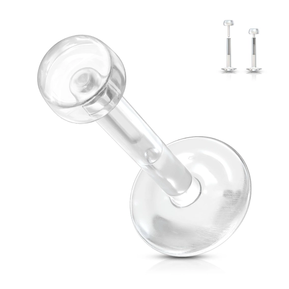 Clear PTFE labret with push-in top