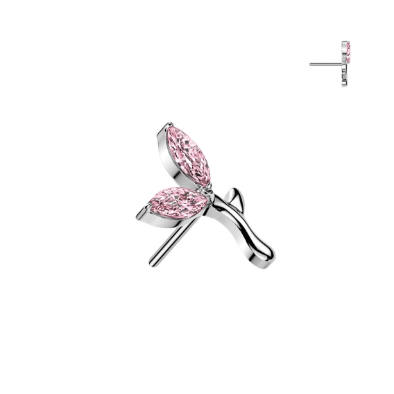 Titanium push-in end Pink Crystal Twig