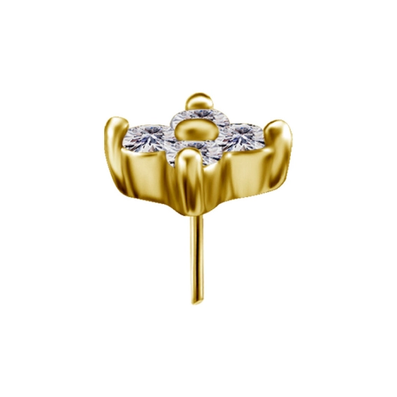 Quatro gem gold push-in top with clear gems
