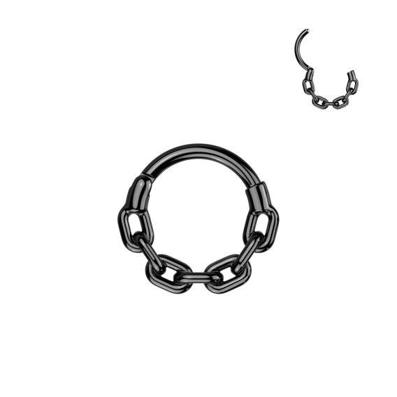 Czarny septum daith helix clicker Chain