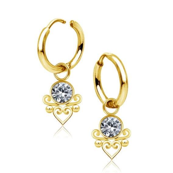 Golden  clicker hoop with Gayatri dangle